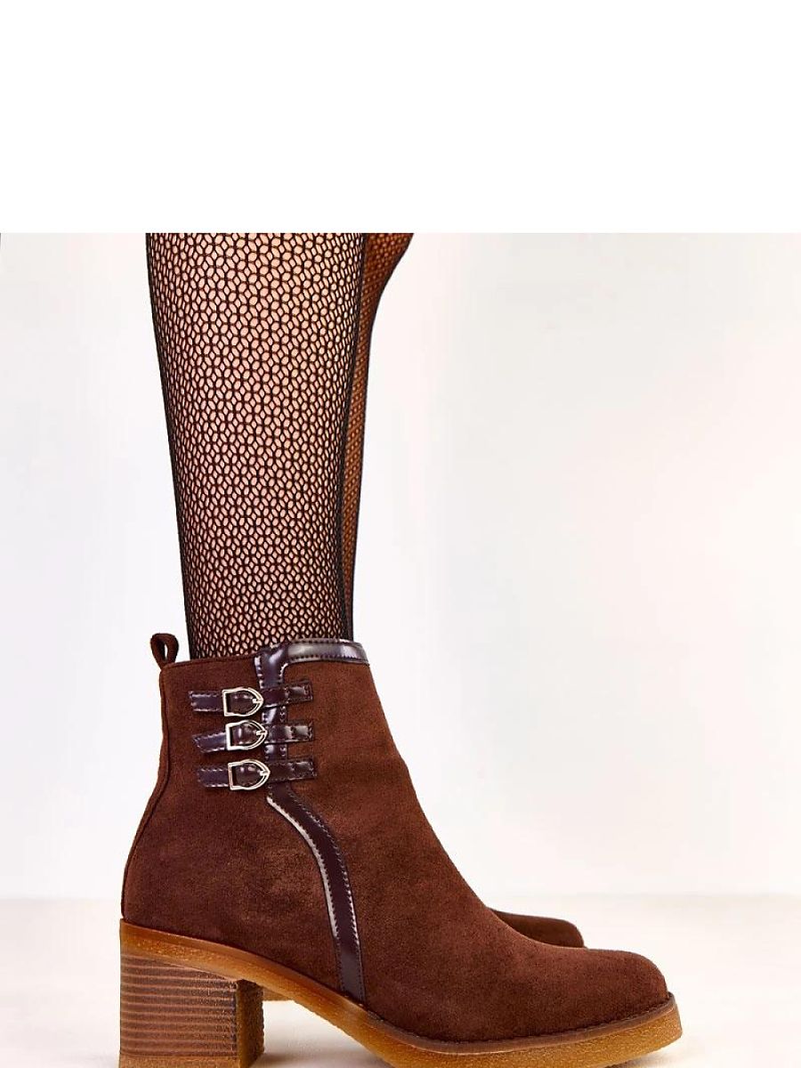Absatzstiefeletten Damen Solea 219643 – Braun, Blockabsatz &amp; Schnallen
