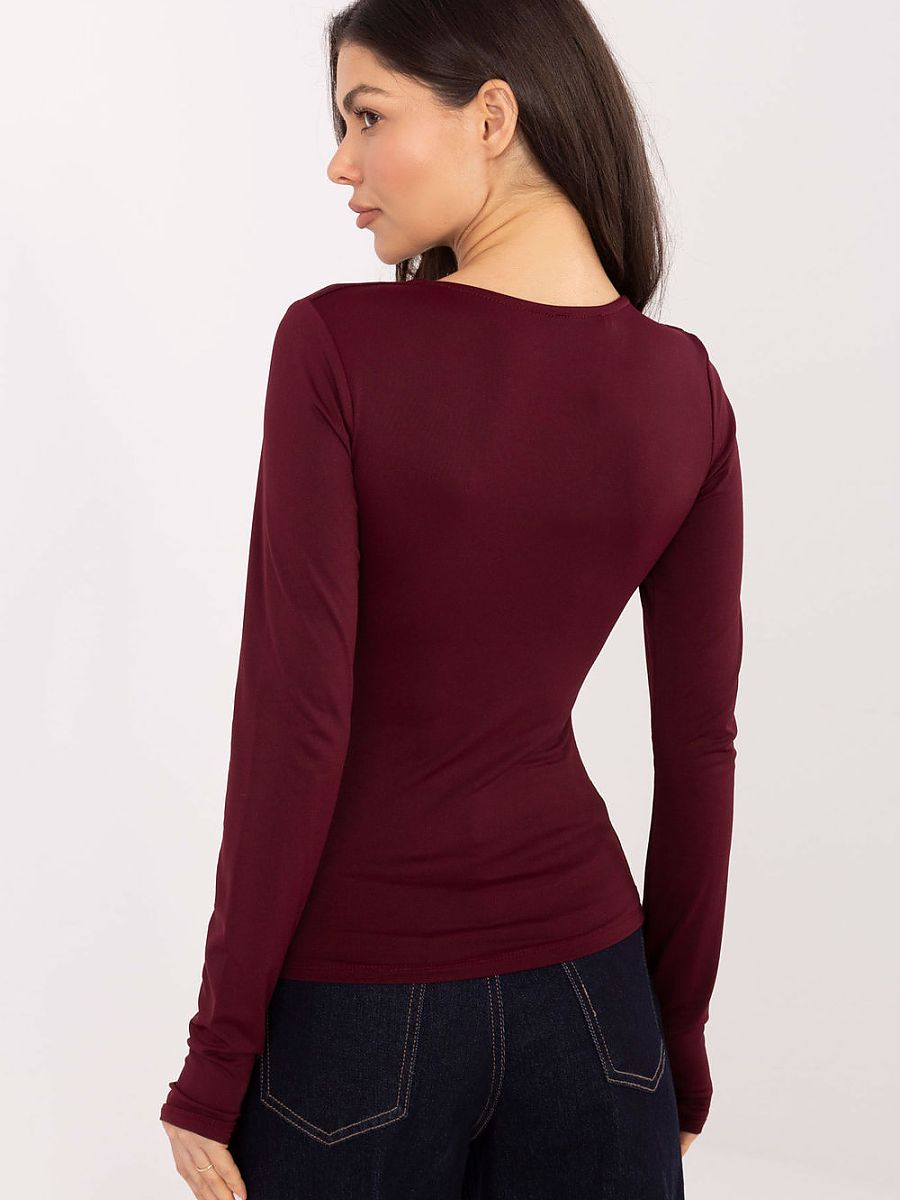 Italy Moda Damen-Bluse 221303 – Elegante Nylon-Bluse mit Daumenloch in Rot | One Size
