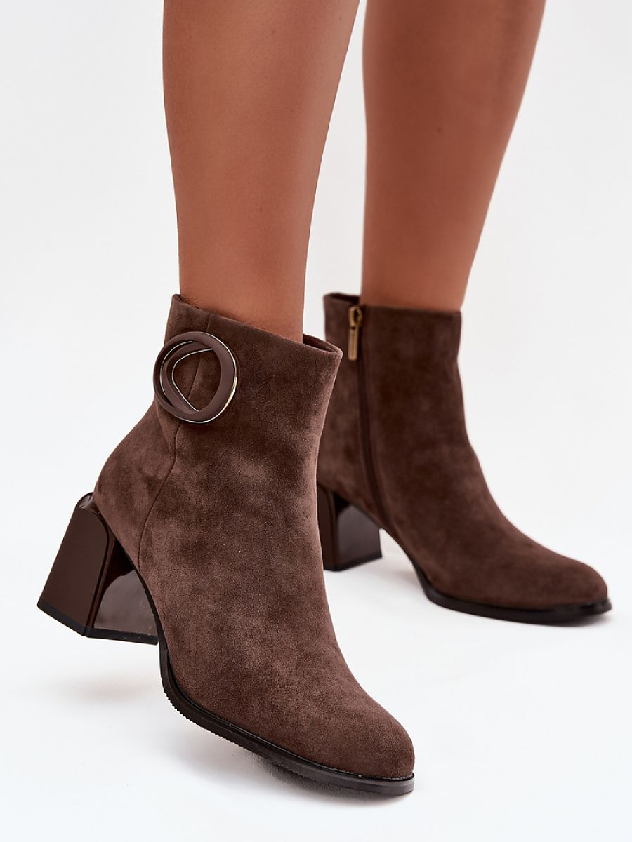 Absatzstiefeletten Damen Artiker 222973 – Braun, Echtveloursleder Säulenabsatz