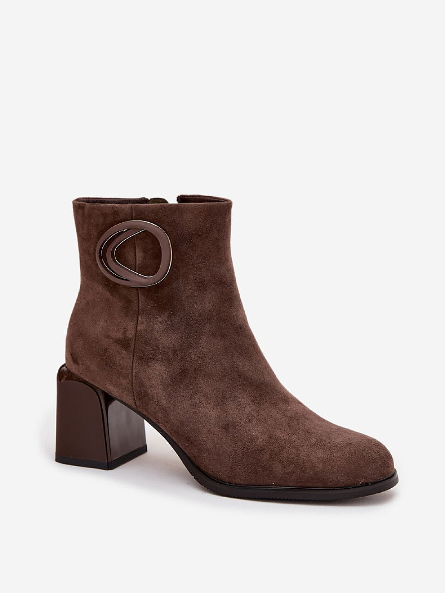 Absatzstiefeletten Damen Artiker 222973 – Braun, Echtveloursleder Säulenabsatz