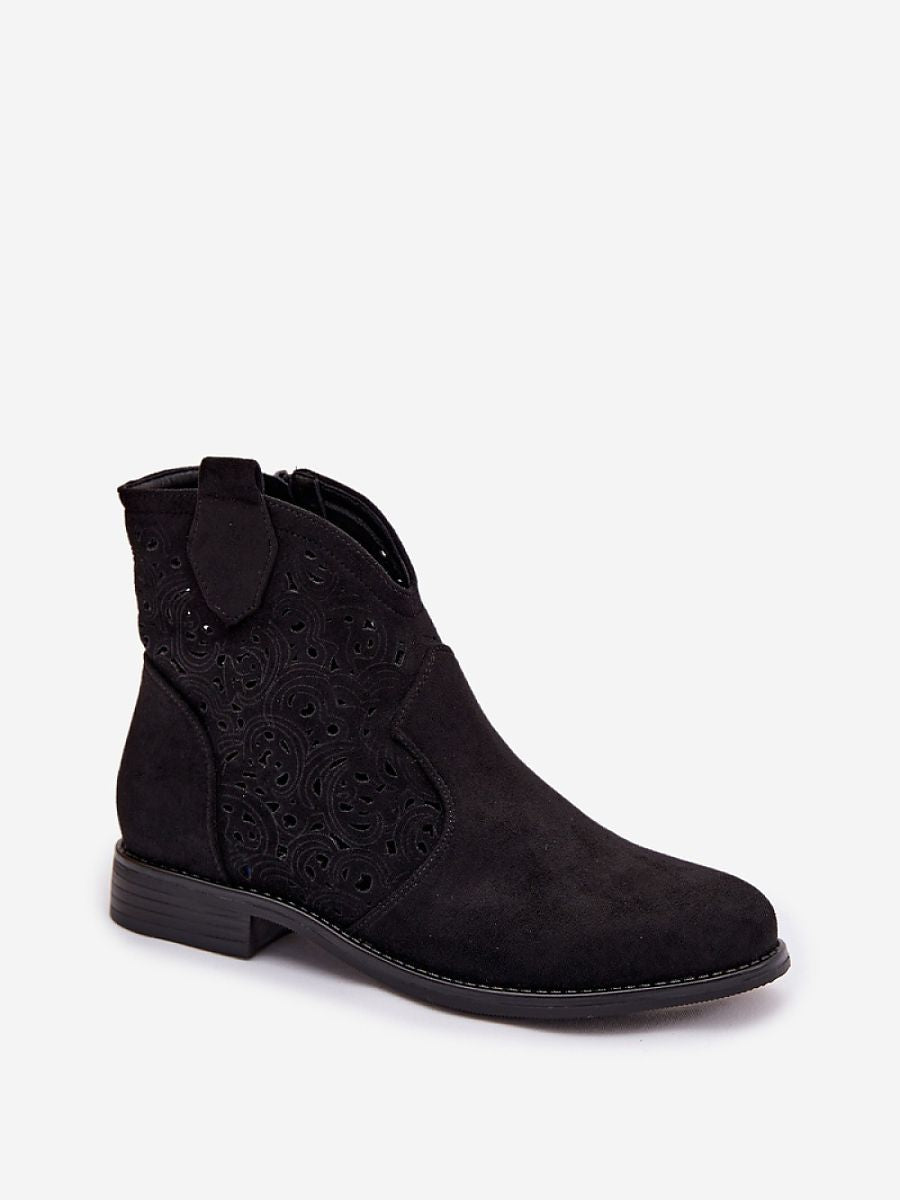 Stiefeletten Damen S.Barski 224430 – Schwarz, Spitzendetail