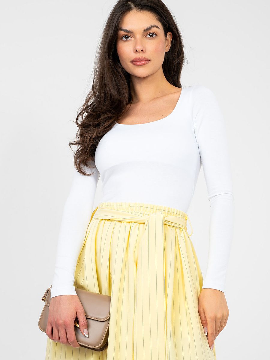 Rue Paris Damen-Bluse 224772 – Klassische Basic-Bluse in Weiß | Baumwolle & Elasthan