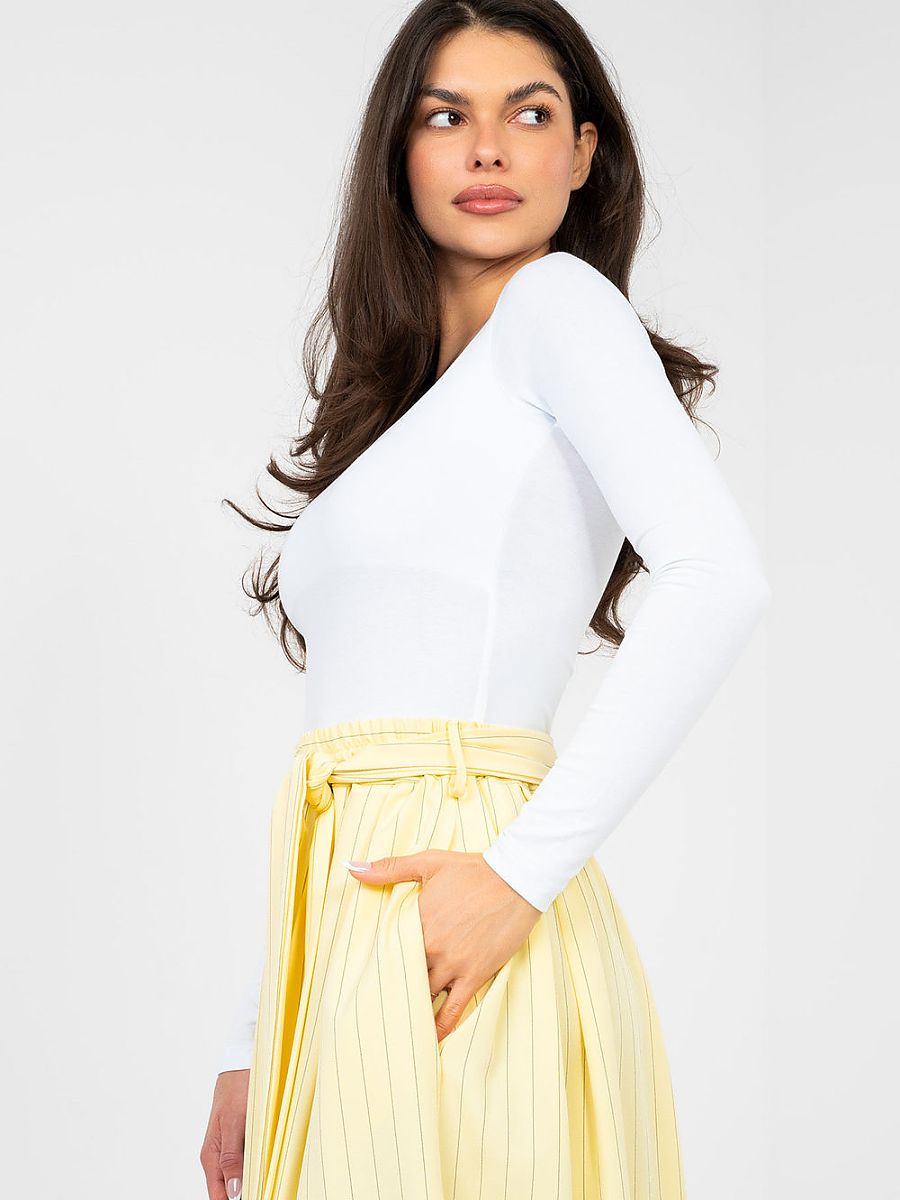 Rue Paris Damen-Bluse 224772 – Klassische Basic-Bluse in Weiß | Baumwolle & Elasthan