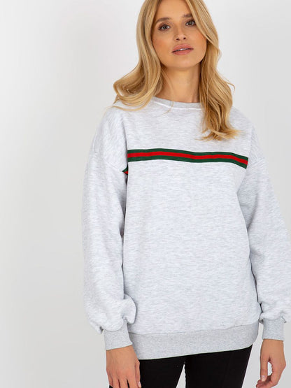 Ex Moda Damen-Sweatshirt 231310 in Grau mit Zierband
