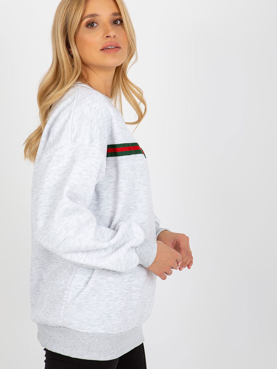 Ex Moda Damen-Sweatshirt 231310 in Grau mit Zierband