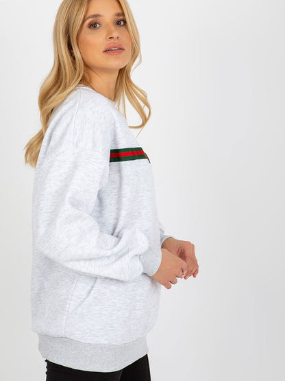 Ex Moda Damen-Sweatshirt 231310 in Grau mit Zierband