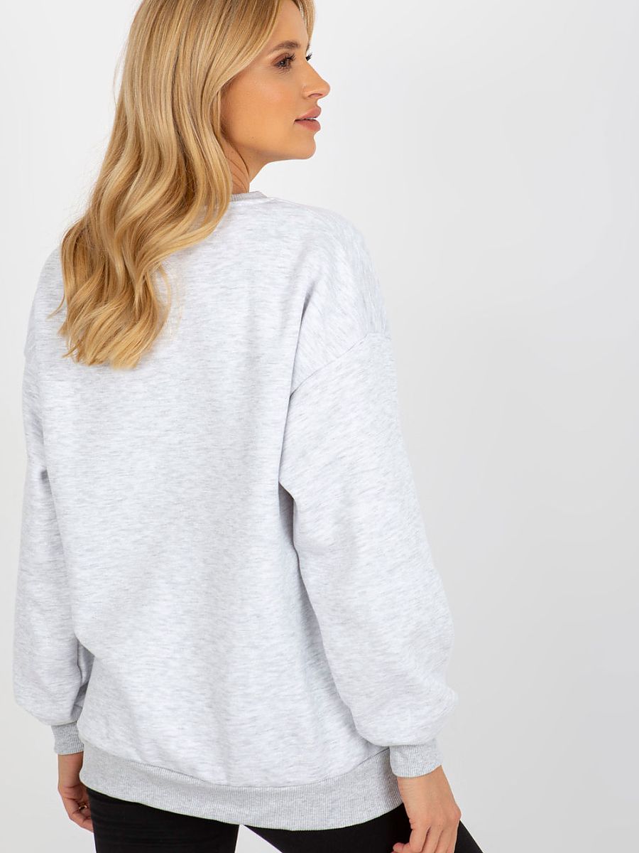 Ex Moda Damen-Sweatshirt 231310 in Grau mit Zierband