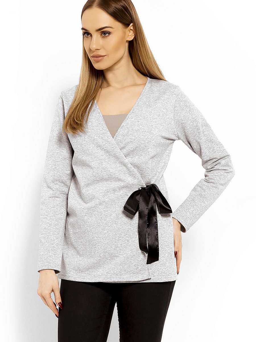 PeeKaBoo Damen-Bluse 113249 – Wickelbluse mit Bindung in Grau | S/M, L/XL & XXL