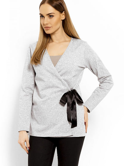 PeeKaBoo Damen-Bluse 113249 – Wickelbluse mit Bindung in Grau | S/M, L/XL &amp; XXL