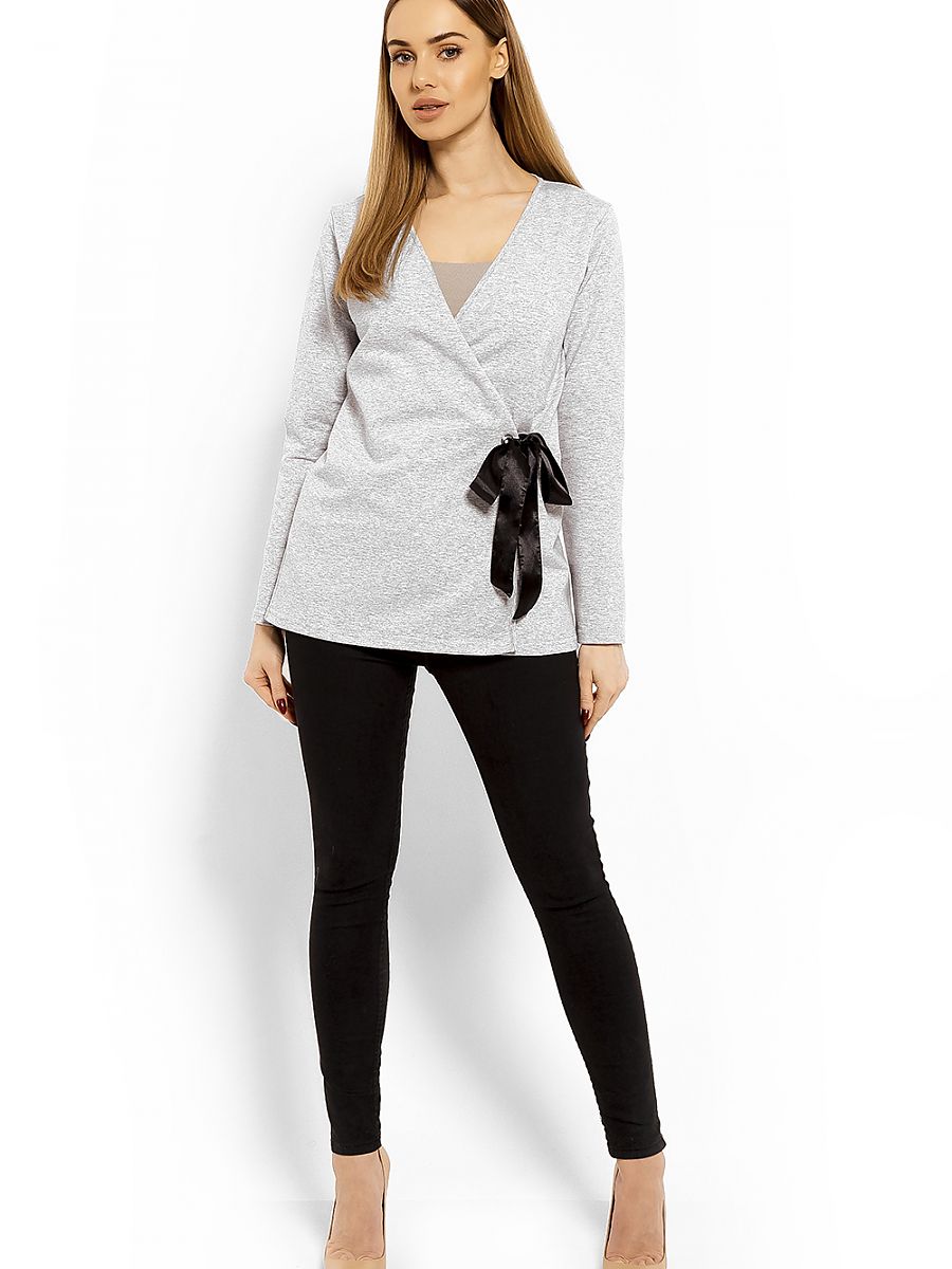 PeeKaBoo Damen-Bluse 113249 – Wickelbluse mit Bindung in Grau | S/M, L/XL & XXL