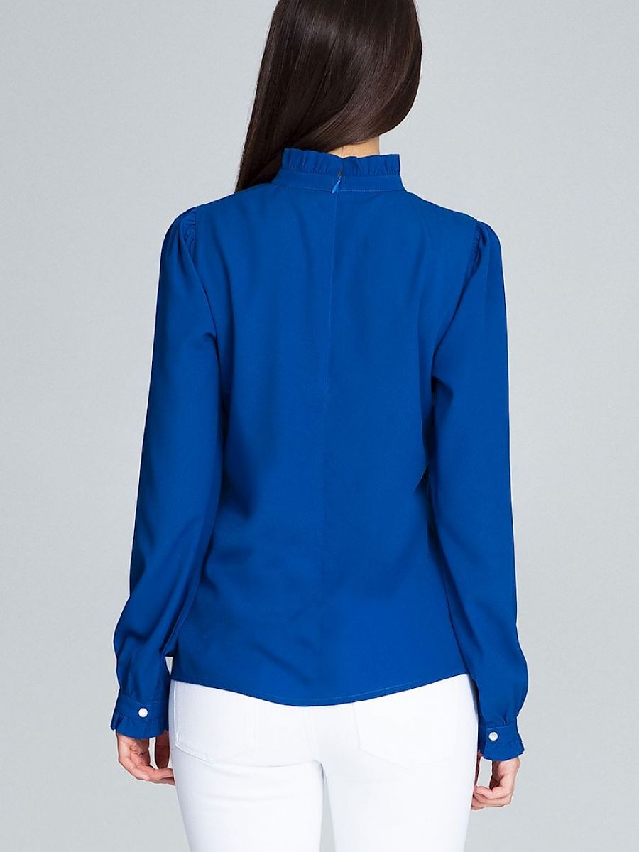 Figl Damen-Bluse 116367 – Elegante Volant-Bluse mit Plissée-Ärmeln in Blau | S & XL