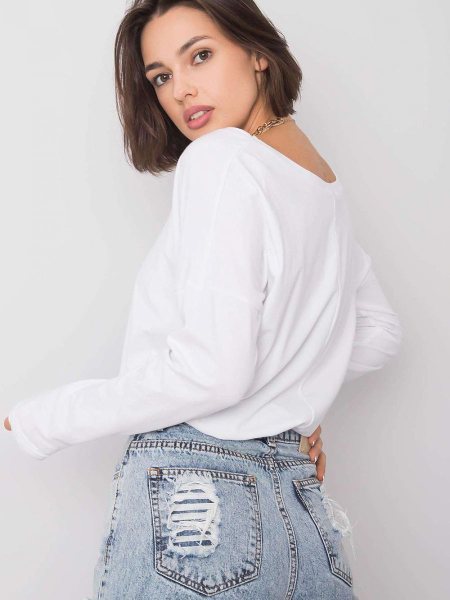 BFG Damen-Bluse 161459 – Klassische Baumwoll-Bluse mit V-Ausschnitt in Weiß | Größe XL