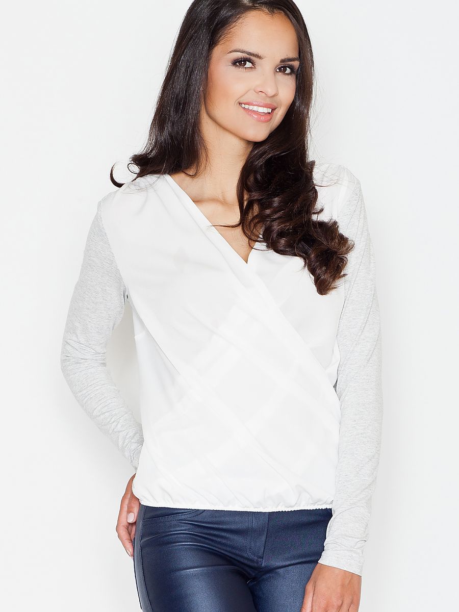 Figl Damenbluse 43827 in Grau mit Falten