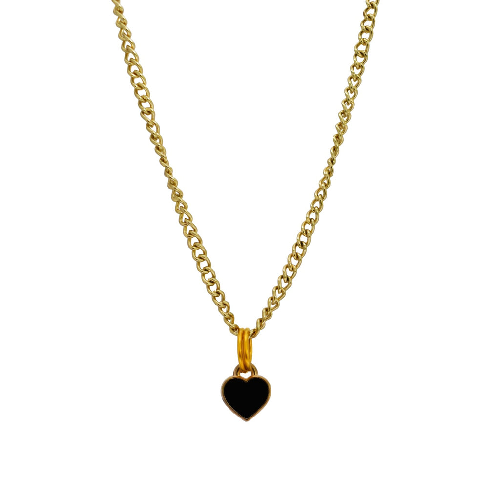 Schwarzes Herz Emaille-Halskette – Minimalistisch & Vergoldet | Ifemi Jewels