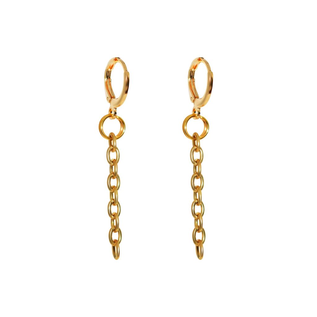 Minimalistische Ketten-Huggie Ohrringe – Vergoldetes Messing | Ifemi Jewels