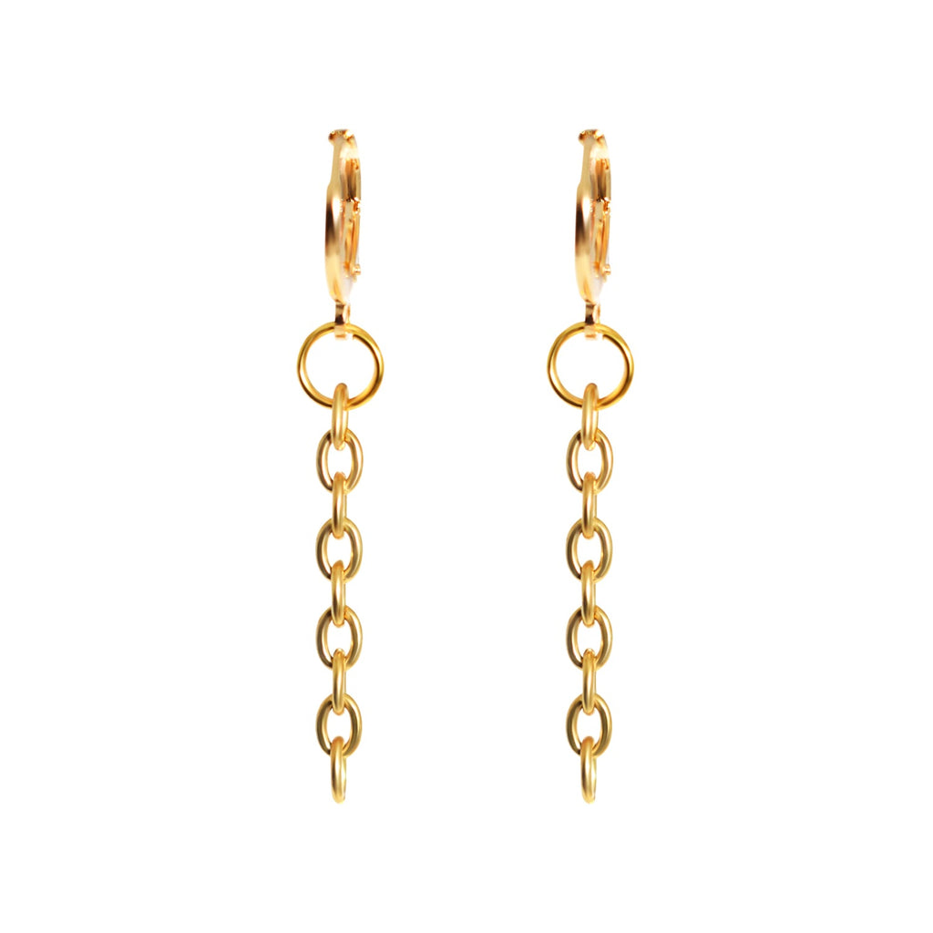 Minimalistische Ketten-Huggie Ohrringe – Vergoldetes Messing | Ifemi Jewels