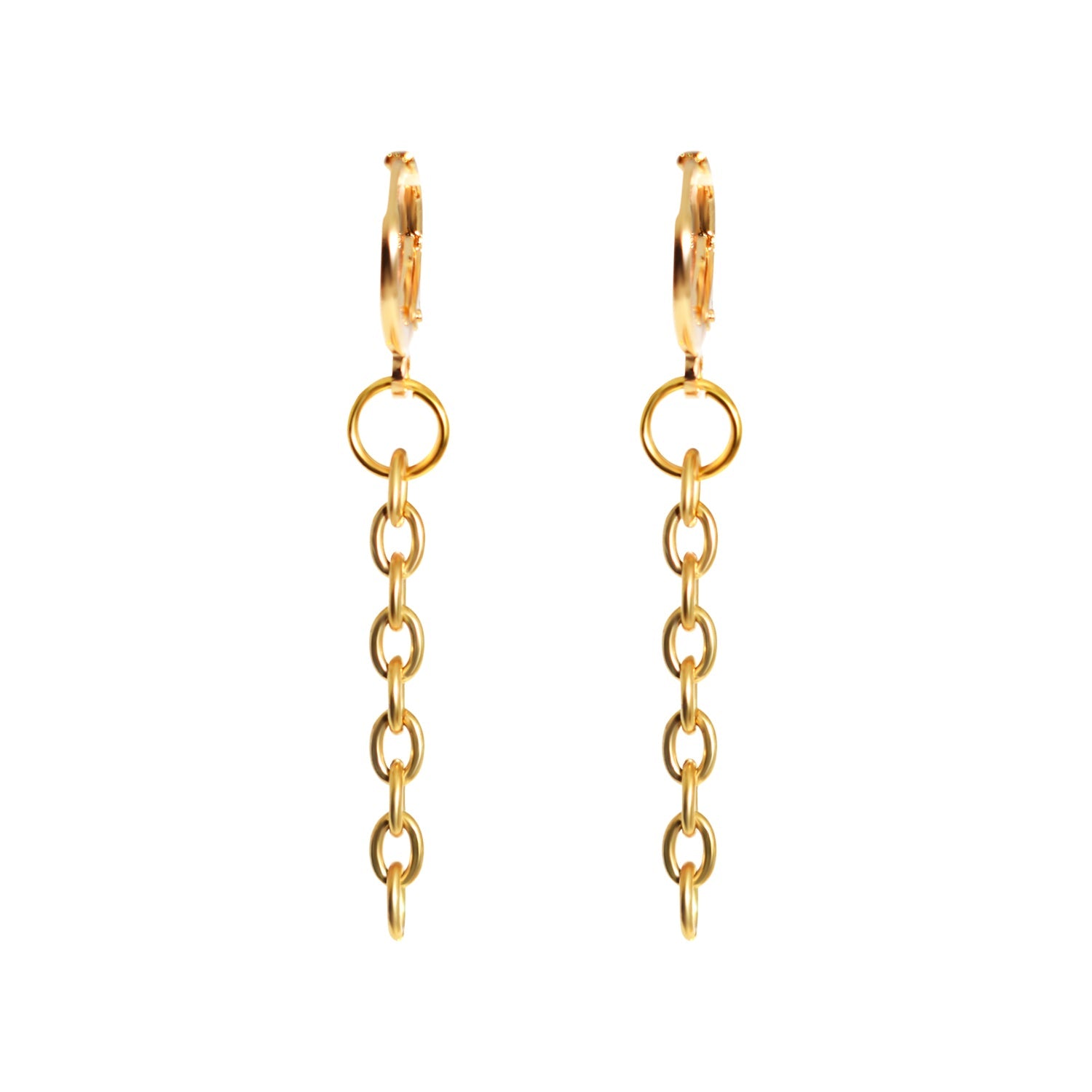 Minimalistische Ketten-Huggie Ohrringe – Vergoldetes Messing | Ifemi Jewels