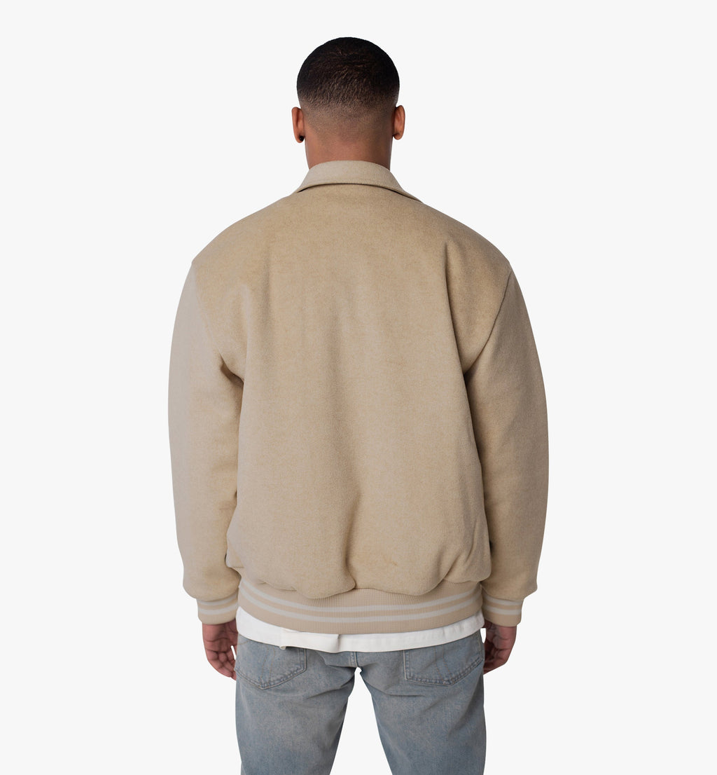 Jacke "Nox" von Spoilt Society – Two-Tone Beige mit veganen Lederdetails