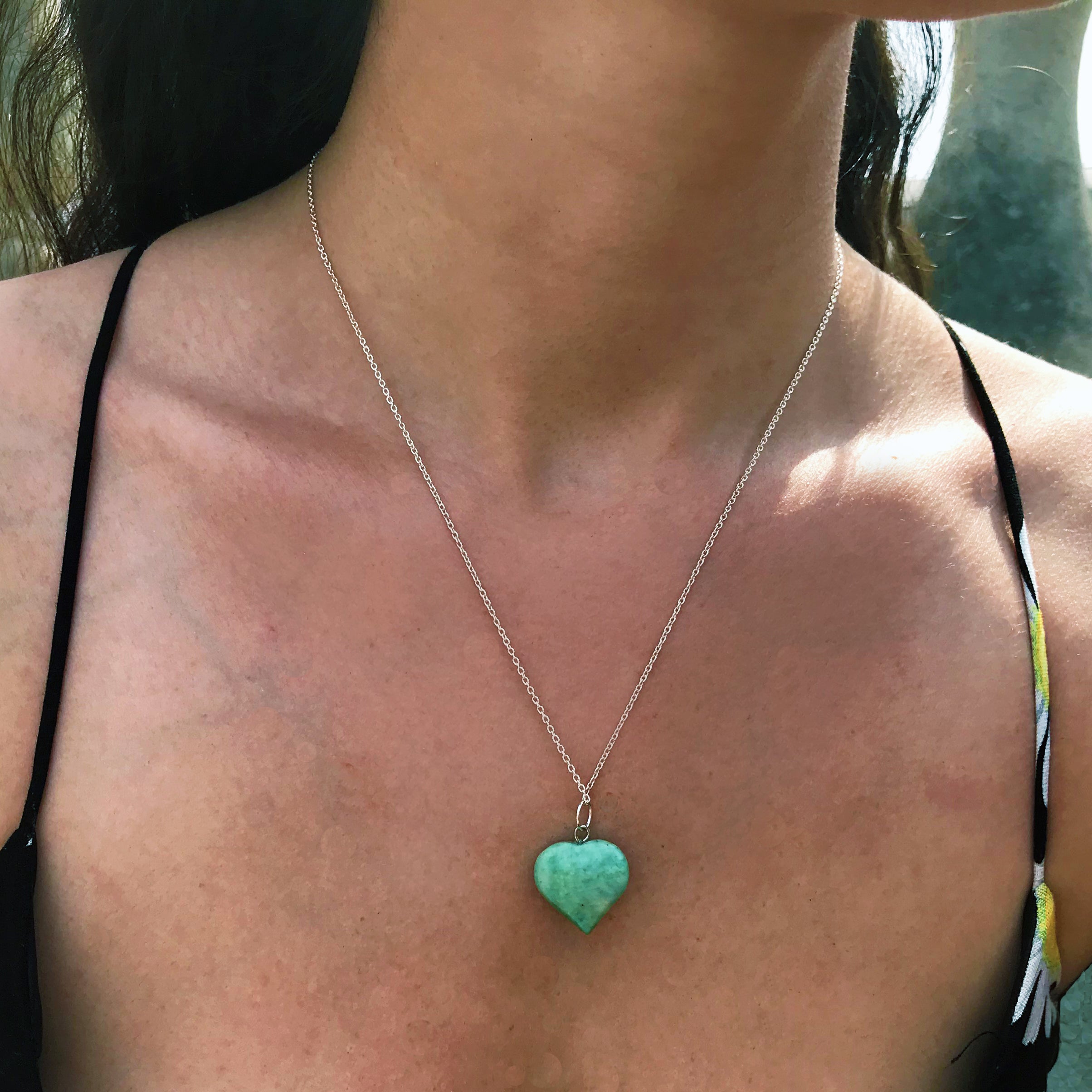 Chrysoprase Jade Herz-Halskette – 925 Sterlingsilber | nlanlaVictory FOREST Collection