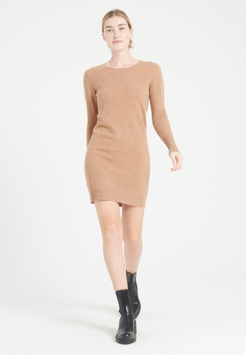 Kaschmir-Kleid Rundhals | Camel | Gr. S–2XL | Studio Cashmere8 LILLY 12