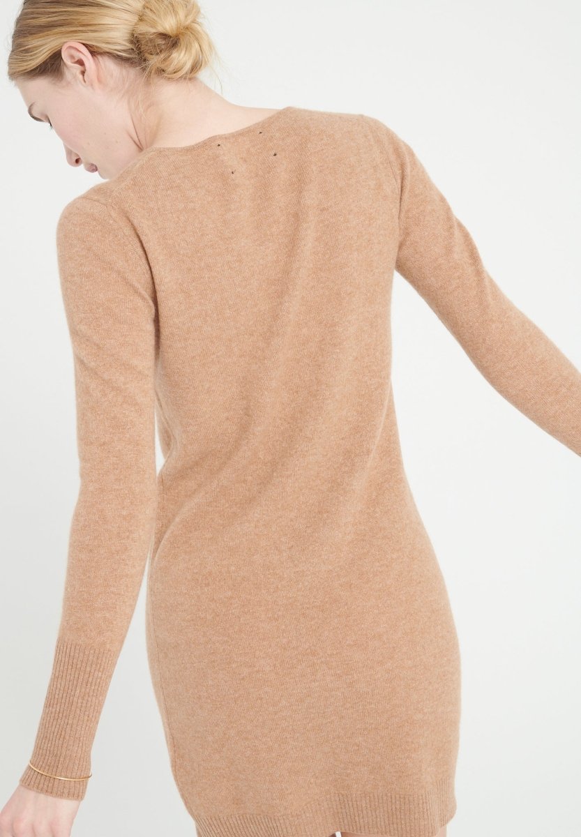 Kaschmir-Kleid Rundhals | Camel | Gr. S–2XL | Studio Cashmere8 LILLY 12