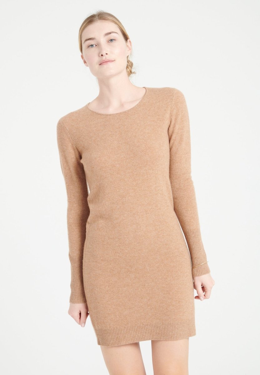 Kaschmir-Kleid Rundhals | Camel | Gr. S–2XL | Studio Cashmere8 LILLY 12