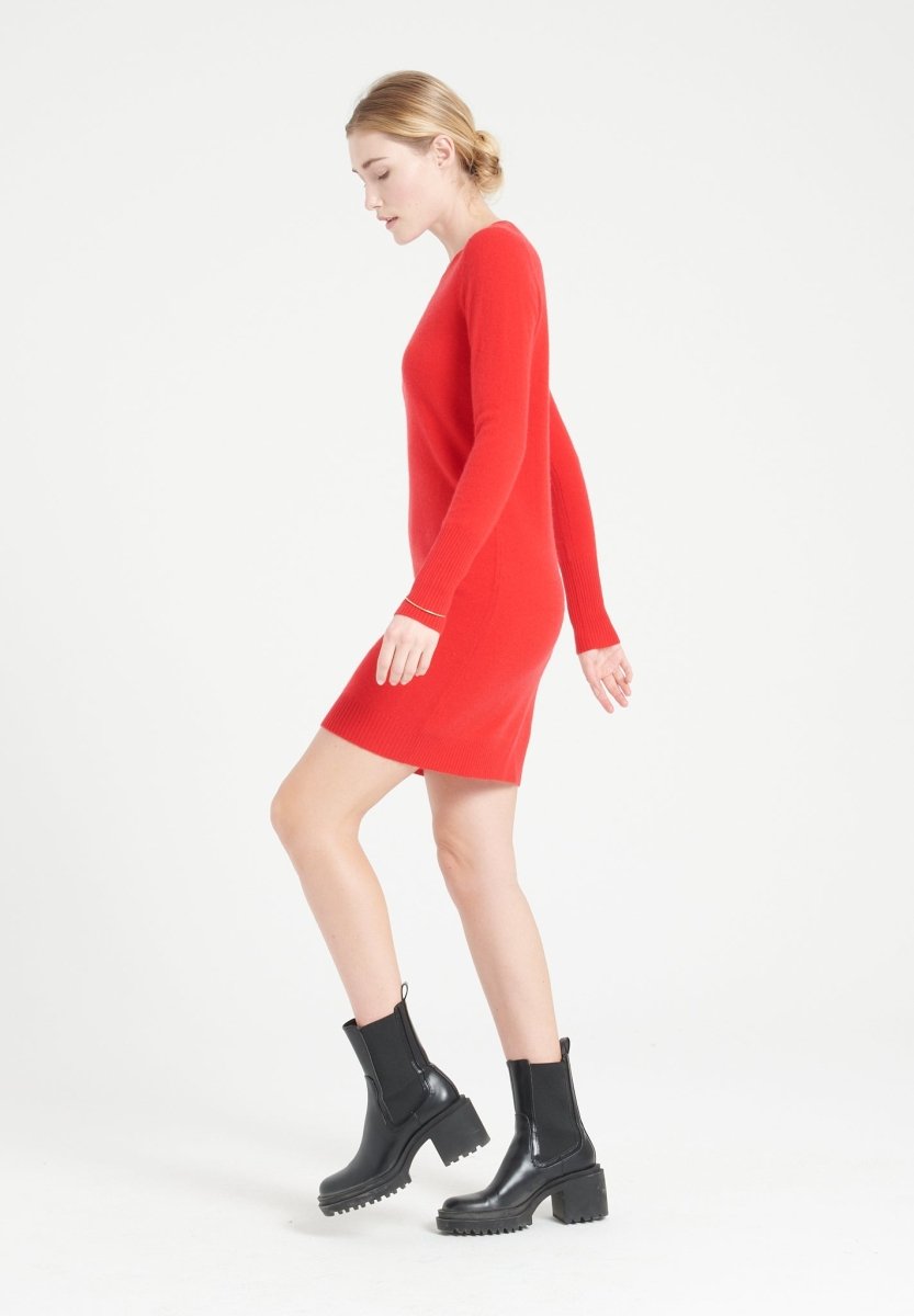Kaschmir-Kleid Rundhals | Rot | Gr. S–2XL | Studio Cashmere8 LILLY 12