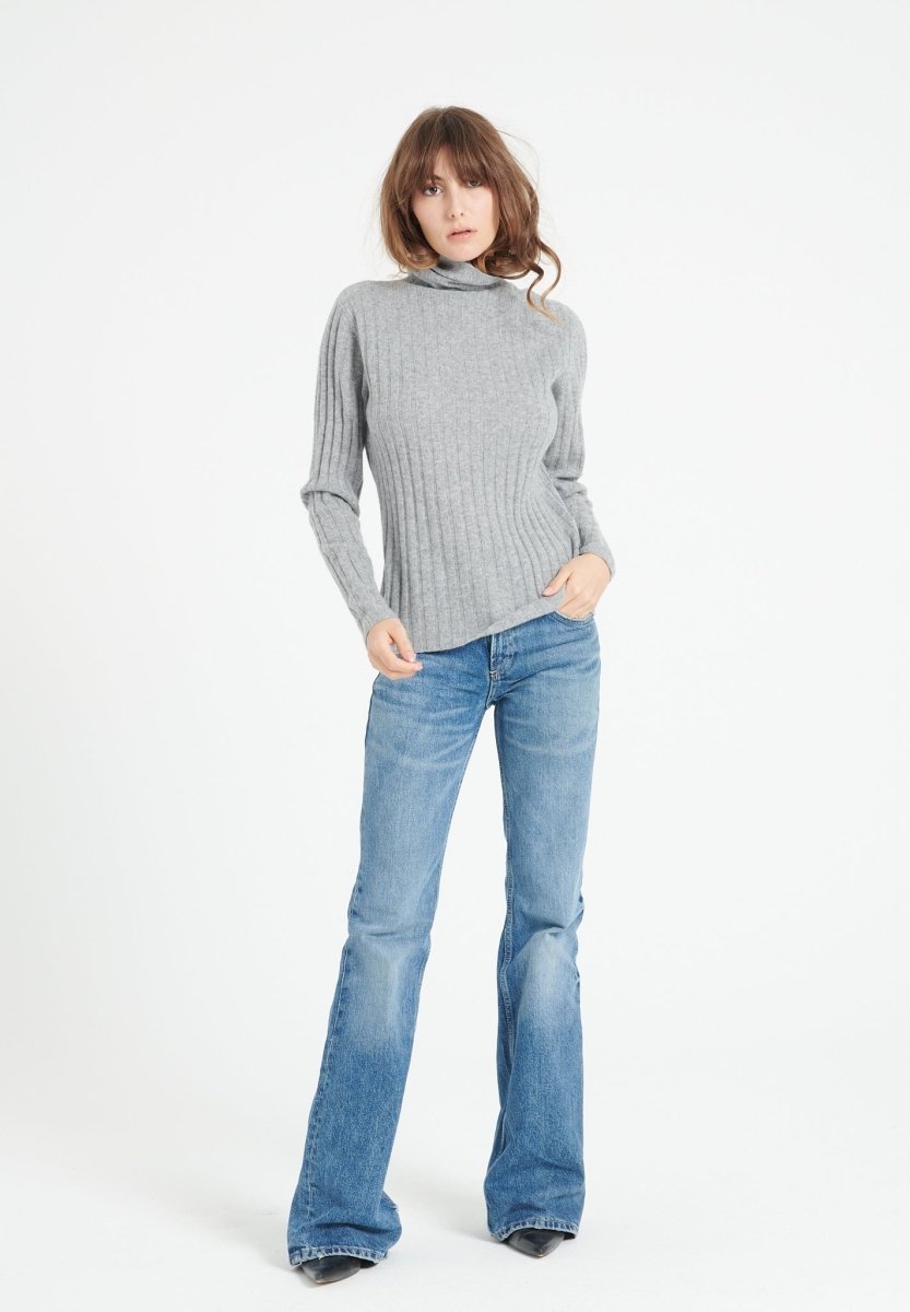 Studio Cashmere8 LILLY 15 – Damen Rollkragenpullover aus Kaschmir in Hellgrau | S–2XL