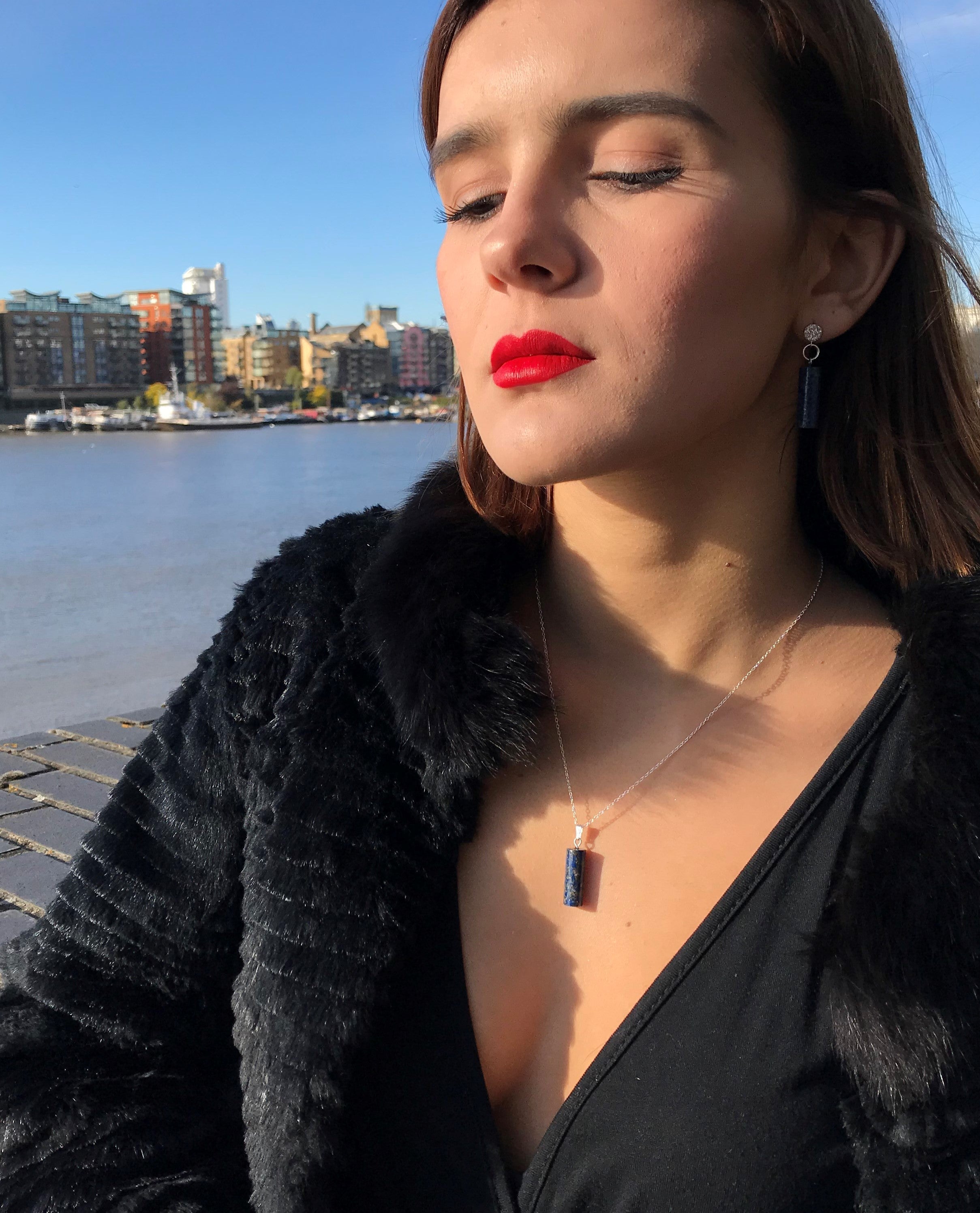 Black Onyx Ohrstecker – Zylinderförmig & 925 Sterlingsilber mit Zirkonia | nlanlaVictory