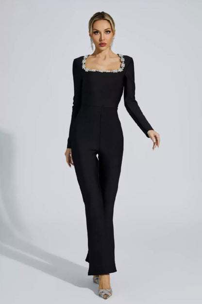 Schwarzer Overall | Bodysuit Overall | Verzierter Overall | Sommermode