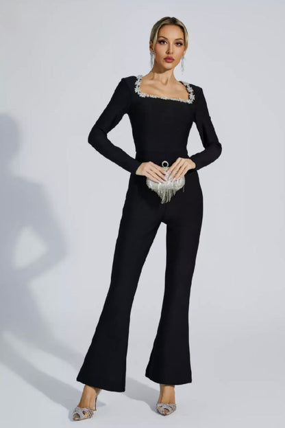 Schwarzer Overall | Bodysuit Overall | Verzierter Overall | Sommermode