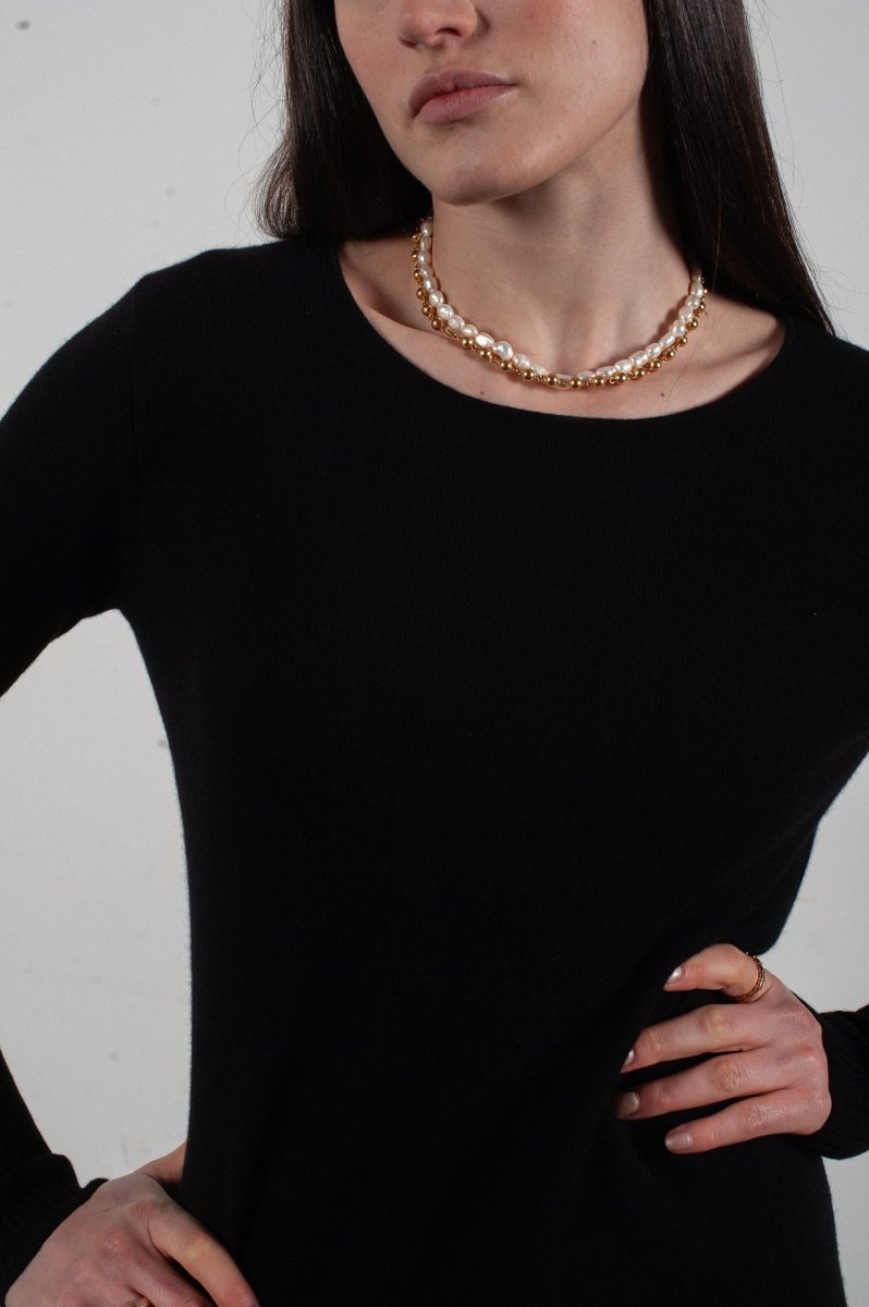 Kaschmir-Kleid Rundhals | Schwarz | Gr. S–2XL | Studio Cashmere8 LILLY 12