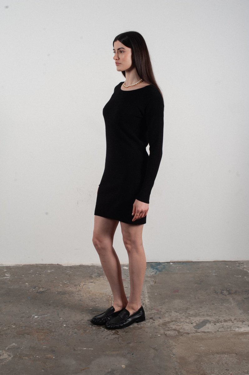 Kaschmir-Kleid Rundhals | Schwarz | Gr. S–2XL | Studio Cashmere8 LILLY 12
