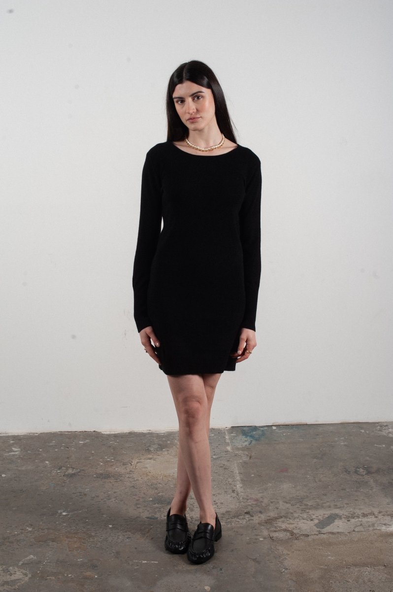 Kaschmir-Kleid Rundhals | Schwarz | Gr. S–2XL | Studio Cashmere8 LILLY 12