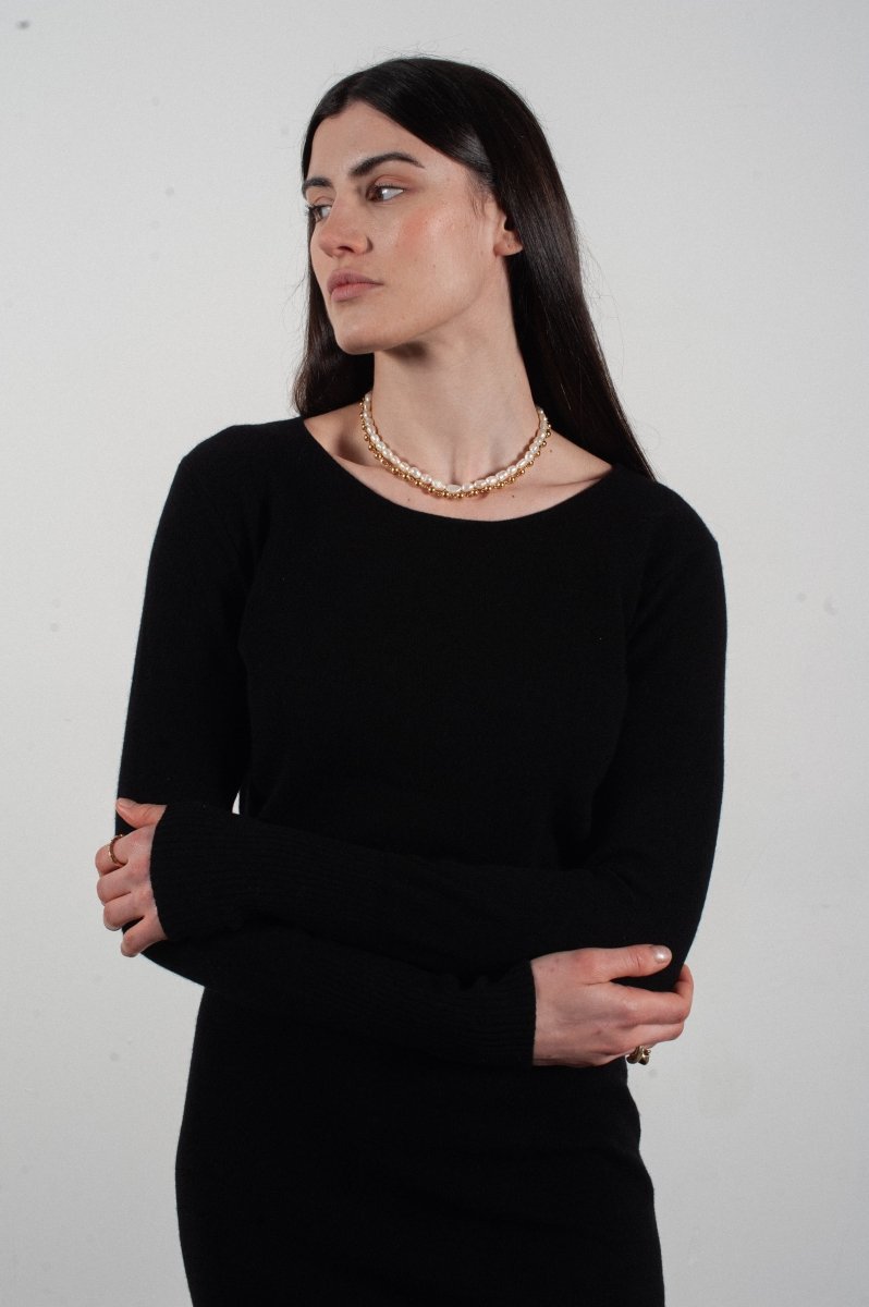 Kaschmir-Kleid Rundhals | Schwarz | Gr. S–2XL | Studio Cashmere8 LILLY 12