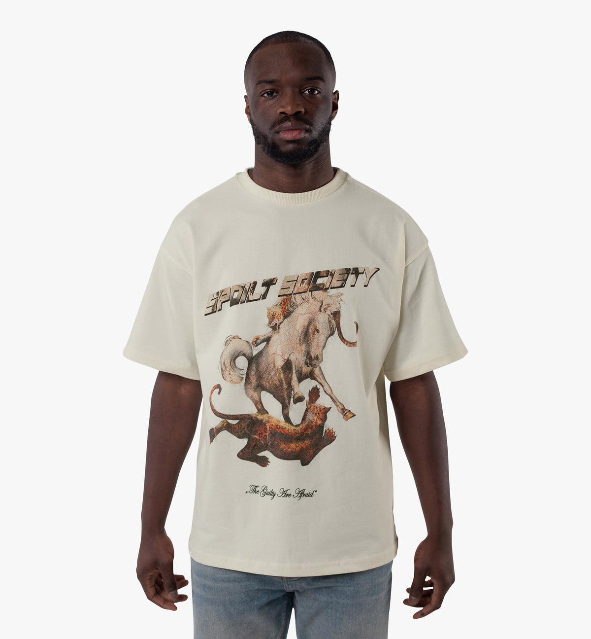 Spoilt Society Oversized T-Shirt „Victory“ mit Pferde-Tiger-Print