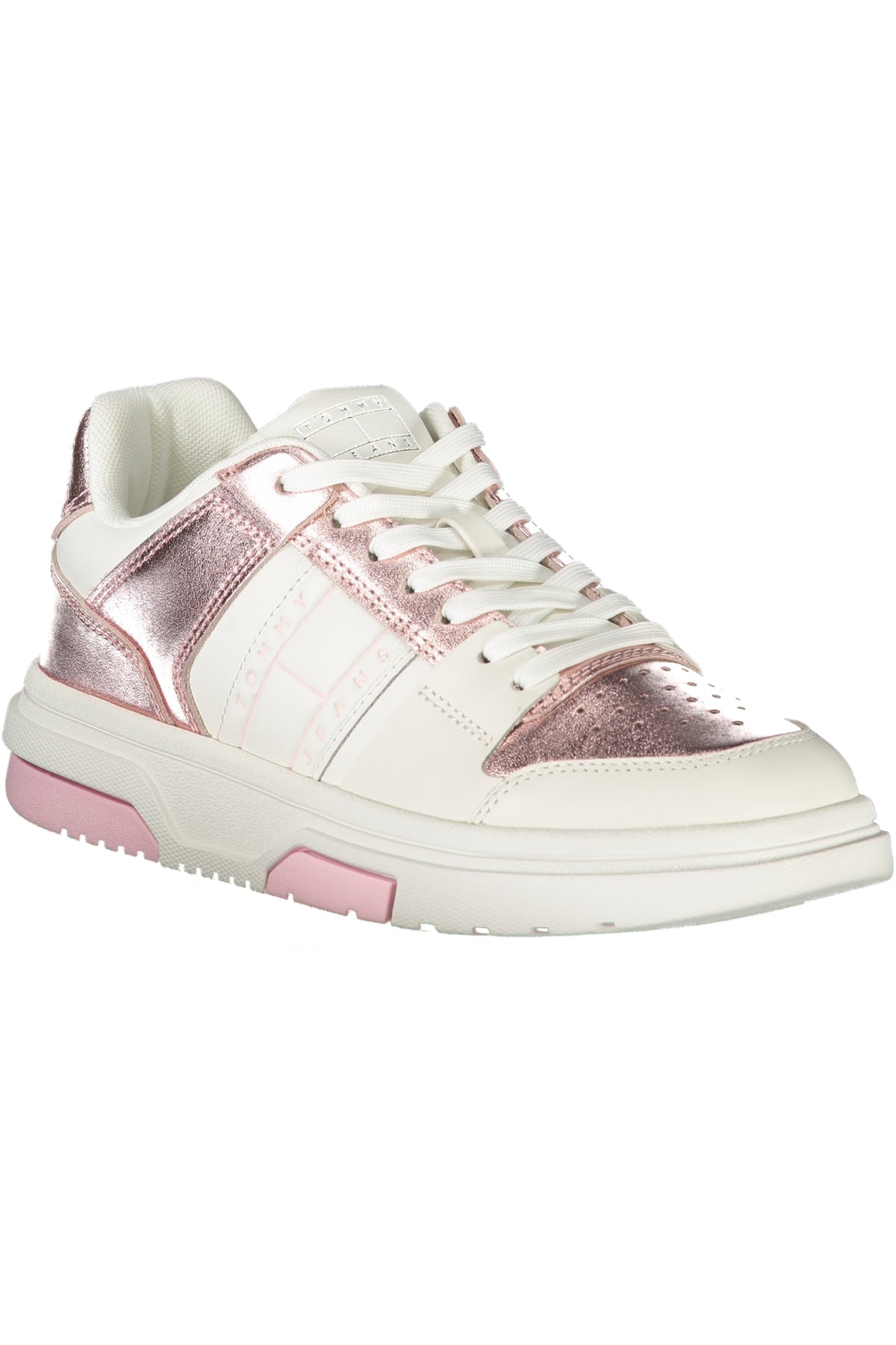 Tommy Hilfiger Damen Sneaker – Weiß – Sportschuhe mit Schnürsenkel &amp; Pinkdetails